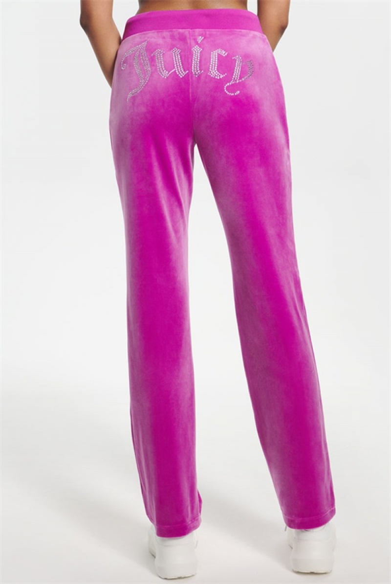 Juicy Couture Og Big Bling Velour Track Pants Ljubičaste | JC-SN651602