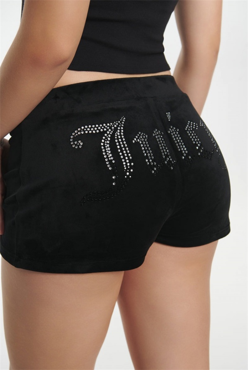 Juicy Couture Ombre Big Bling Booty Shorts Crne | JC-SN651817