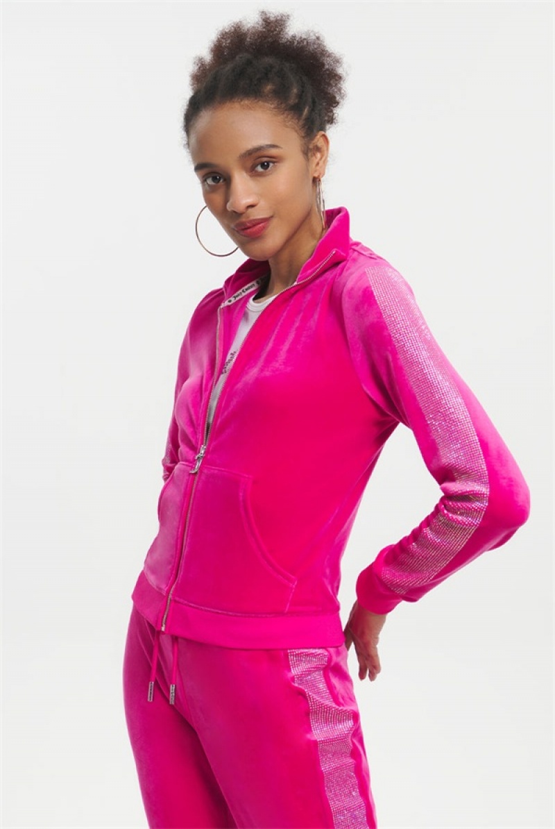 Juicy Couture Ombre Bling Cropped Velour Track Jacket Roze | JC-SN651584