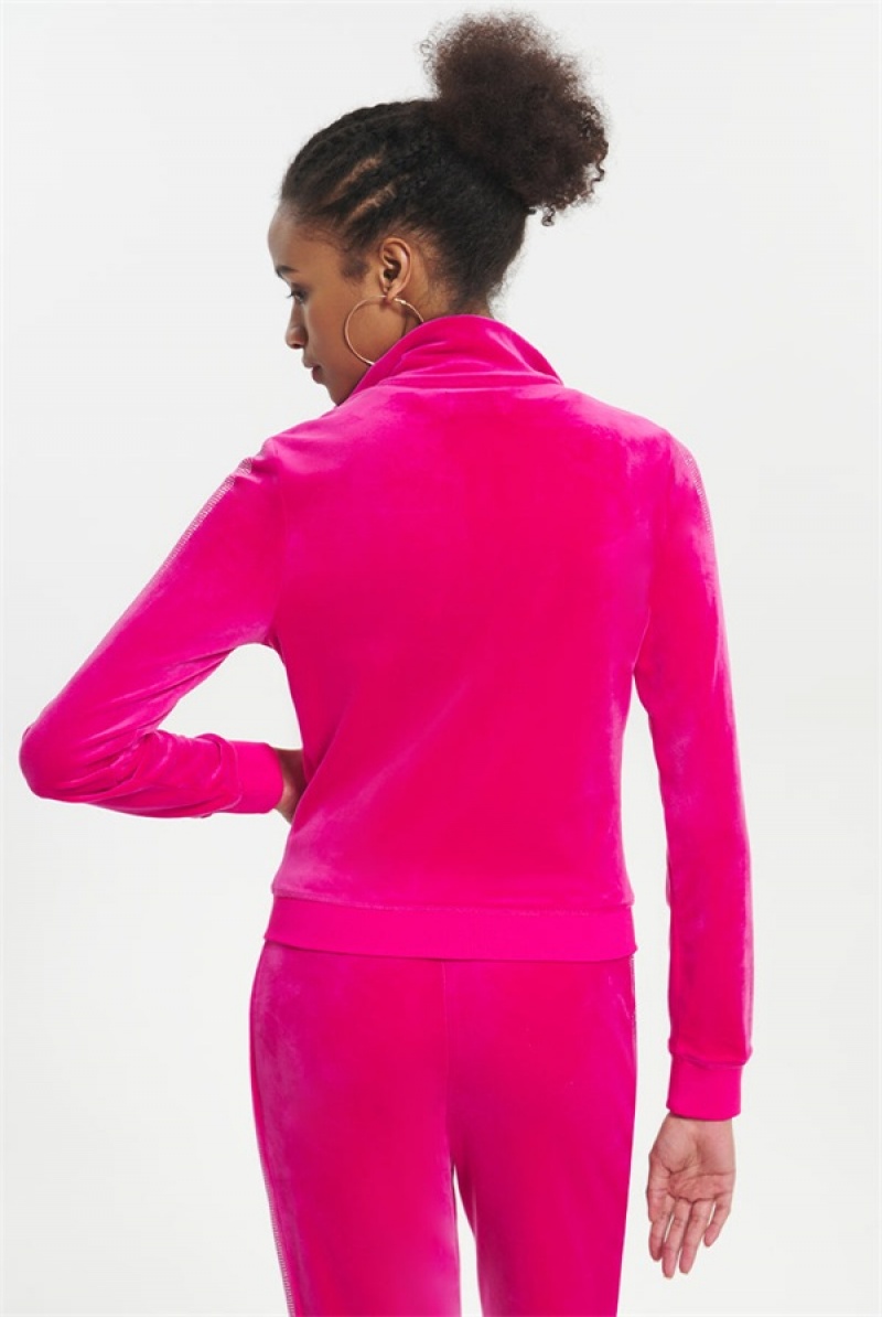 Juicy Couture Ombre Bling Cropped Velour Track Jacket Roze | JC-SN651584