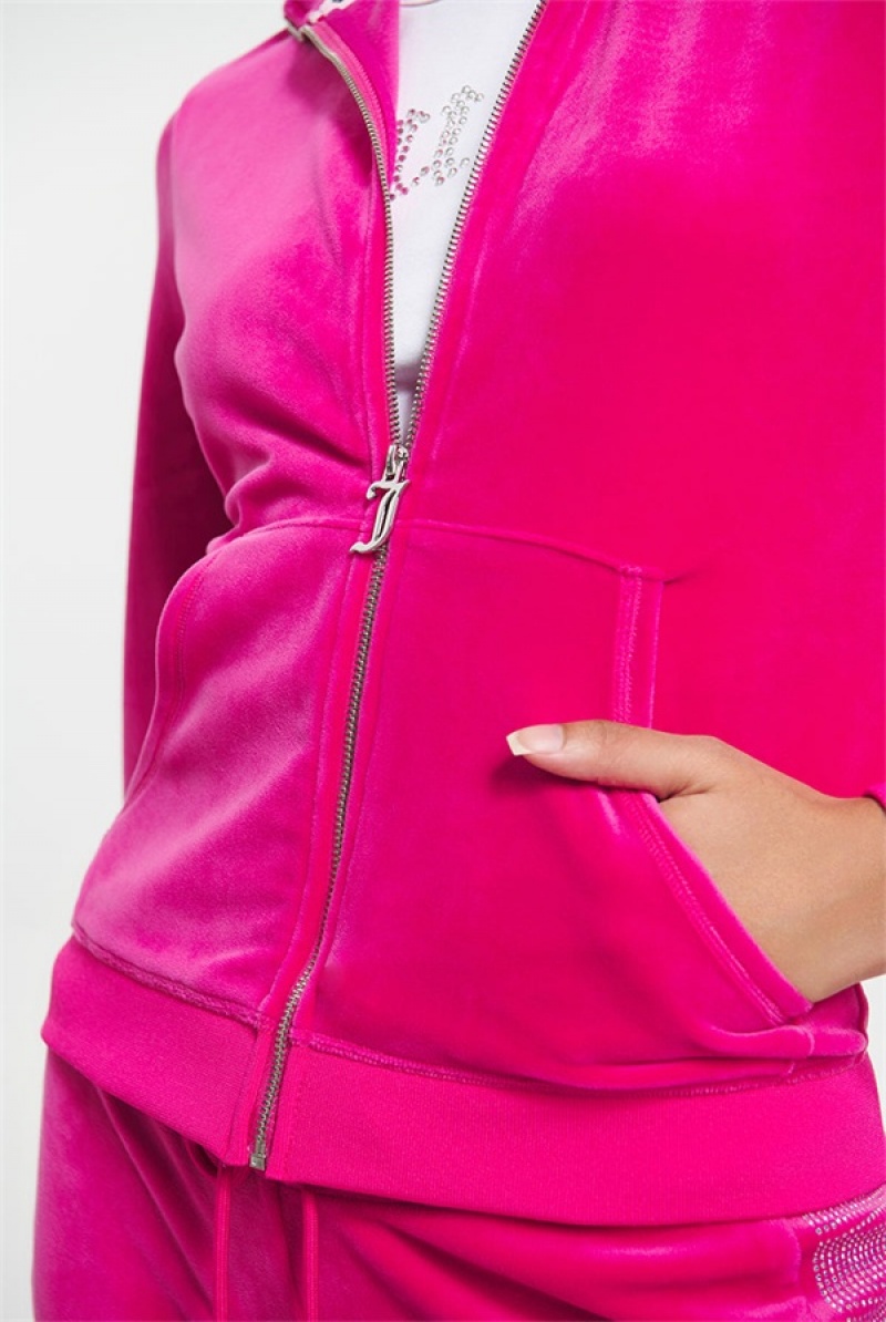 Juicy Couture Ombre Bling Cropped Velour Track Jacket Roze | JC-SN651584