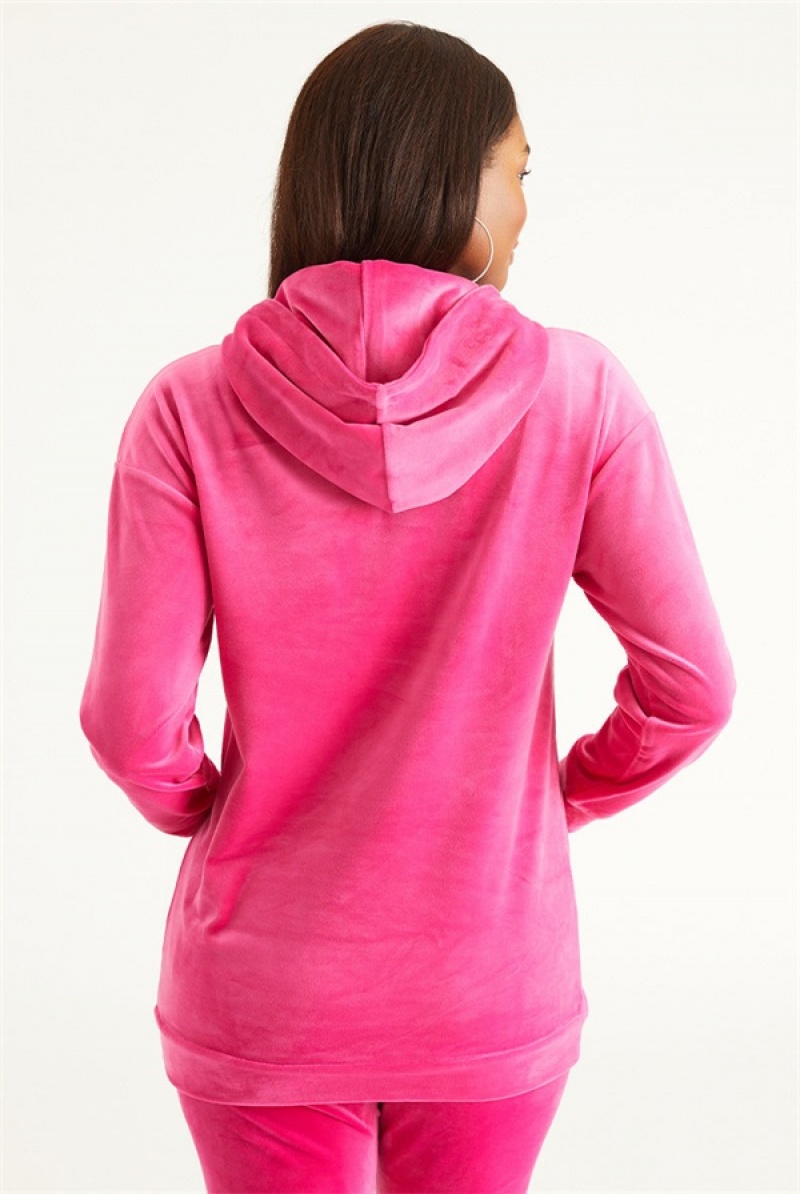 Juicy Couture Oversized Big Bling Hoodie With Rhinestones Roze | JC-SN651694