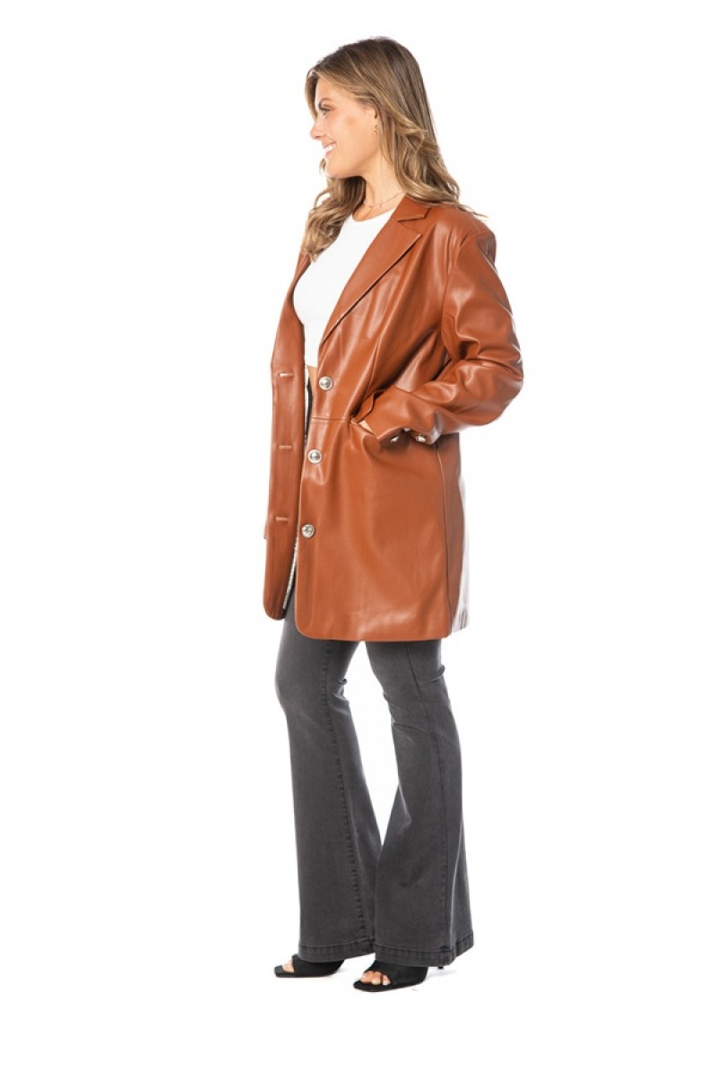 Juicy Couture Oversized Faux Koža Trench Coat Smeđe | JC-SN651686