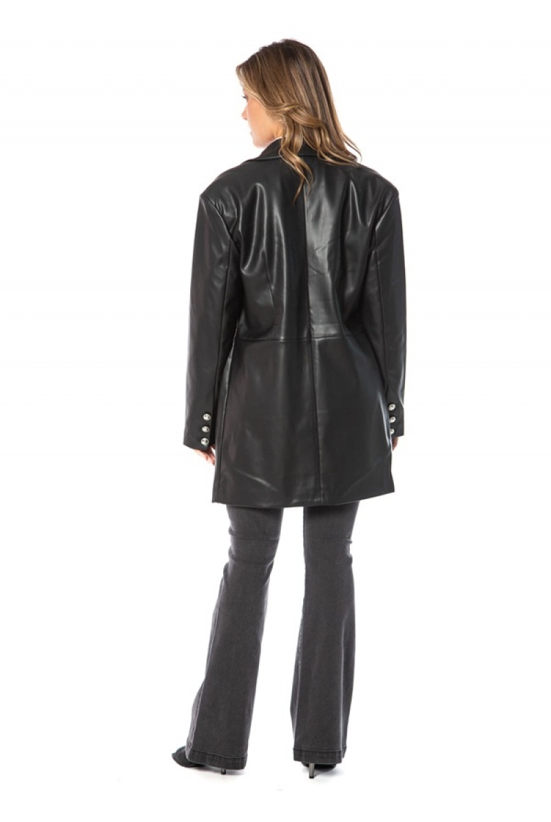 Juicy Couture Oversized Faux Koža Trench Coat Crne | JC-SN651687