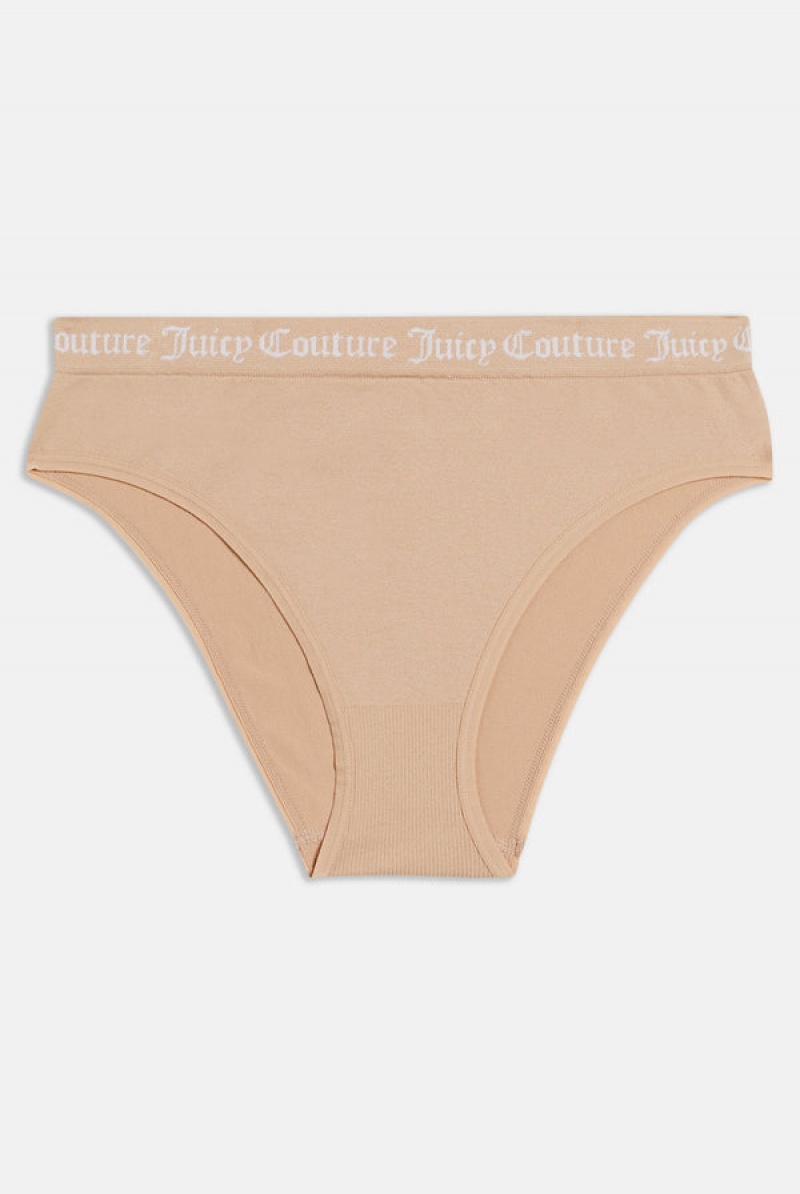 Juicy Couture Pack Of 3 Flat Knit Seamless Mid-rise Briefs Smeđe | JC-SN652272