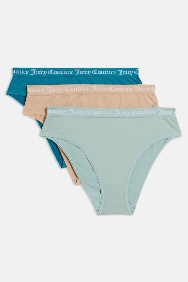 Juicy Couture Pack Of 3 Flat Knit Seamless Mid-rise Briefs Smeđe | JC-SN652272