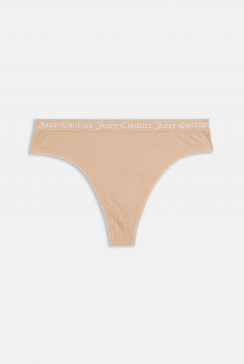 Juicy Couture Pack Of 3 Flat Knit Seamless Thongs Smeđe | JC-SN652273