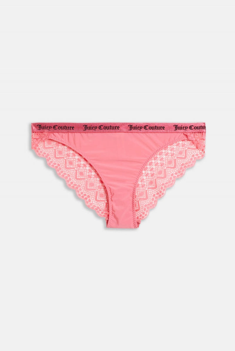 Juicy Couture Pack Of 3 Lace Trim Briefs Roze | JC-SN652282