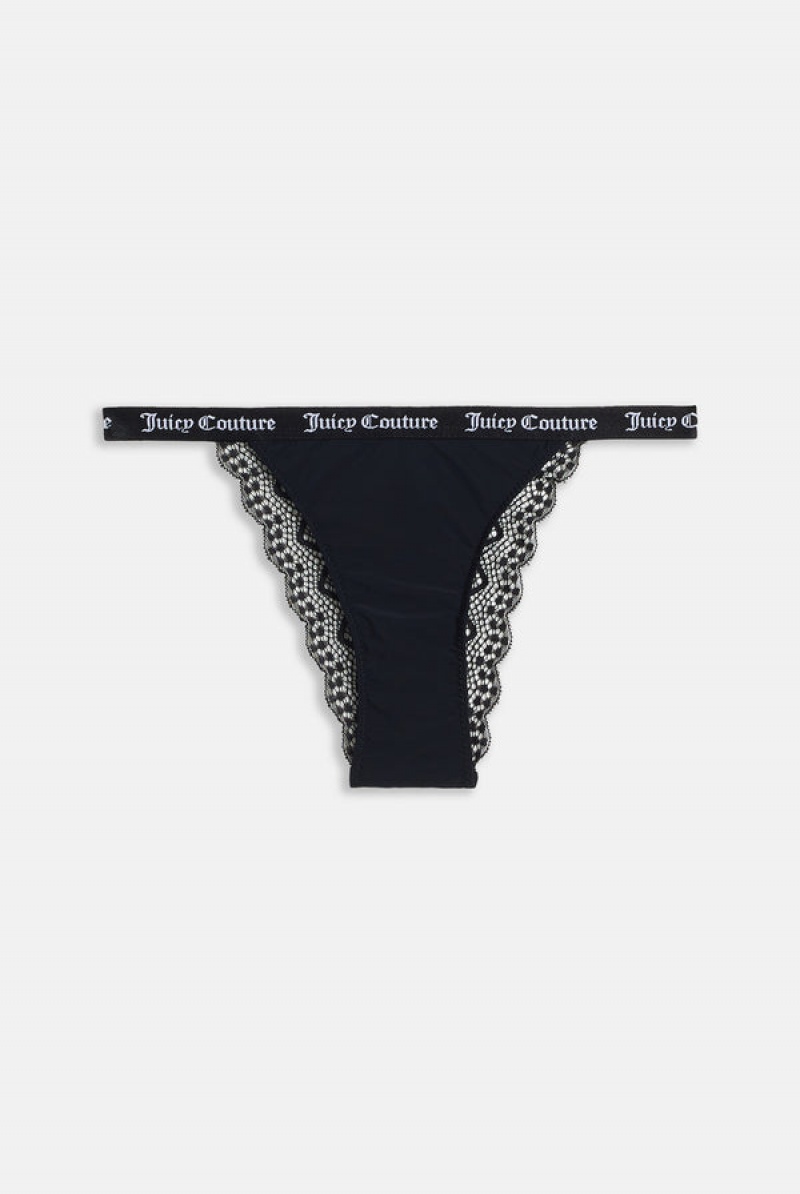 Juicy Couture Pack Of 3 Lace Trim Tanga Thongs Roze | JC-SN652279