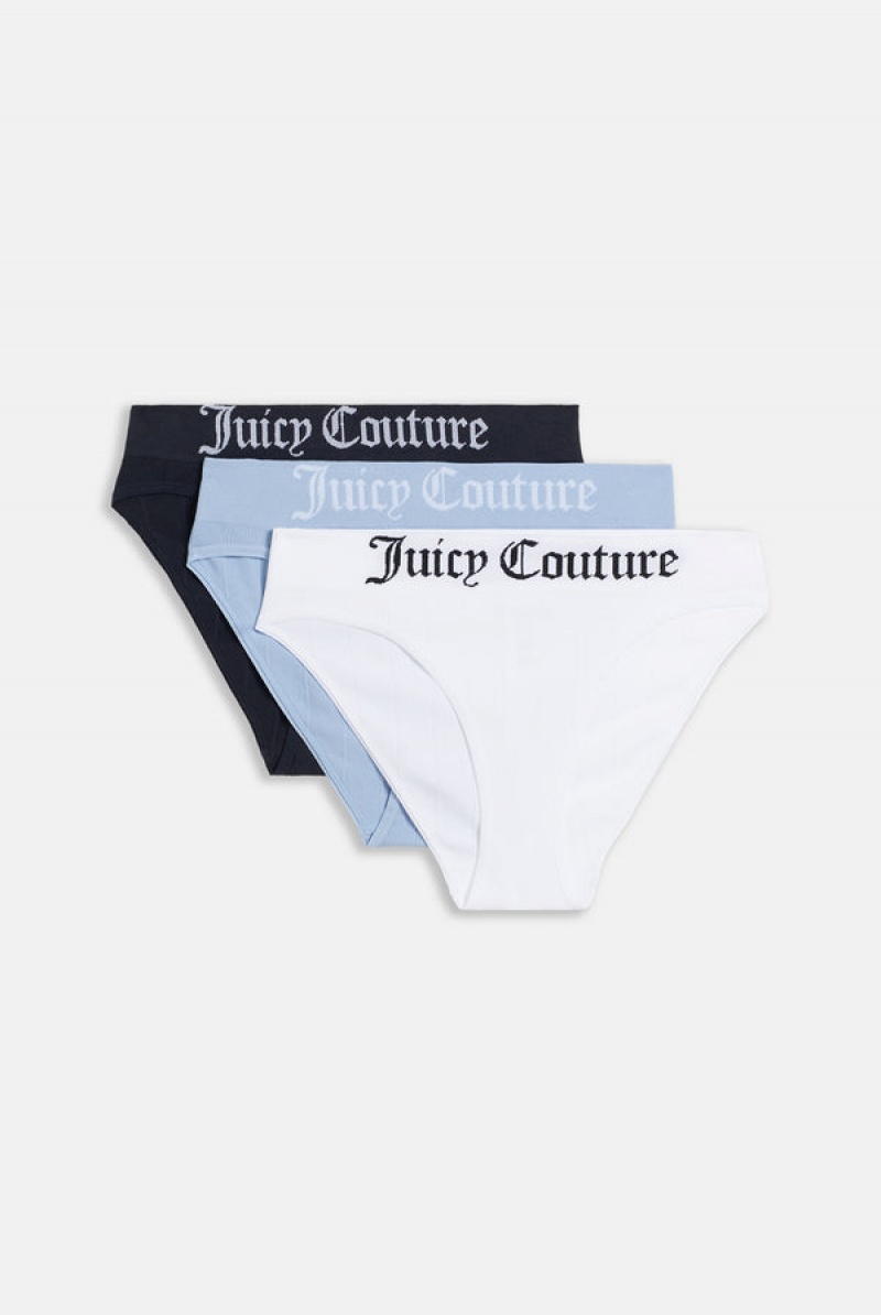 Juicy Couture Pack Of 3 Seamless High Leg Brief Plave | JC-SN652277