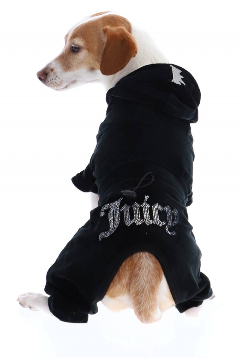 Juicy Couture Pet Velour Tracksuit M/L Crne | JC-SN652312