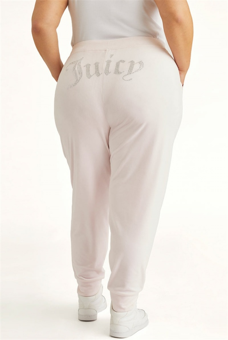 Juicy Couture Plus-size Big Bling Velour Jogger Svijetlo Roze | JC-SN651790