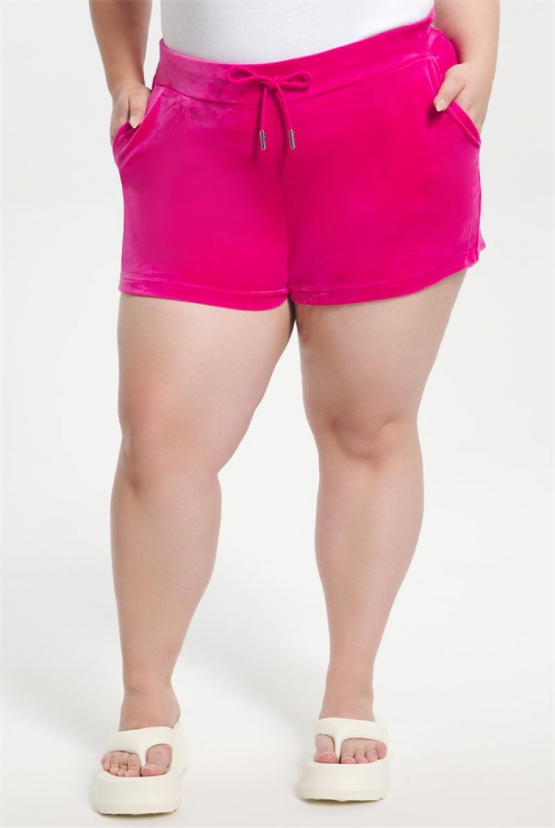 Juicy Couture Plus-size Big Bling Velour Shorts Roze | JC-SN651822