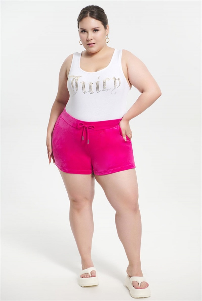 Juicy Couture Plus-size Big Bling Velour Shorts Roze | JC-SN651822