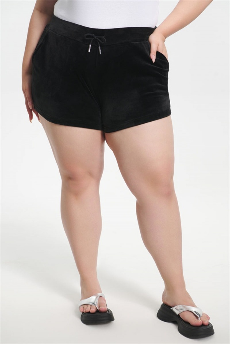 Juicy Couture Plus-size Big Bling Velour Shorts Crne | JC-SN651823