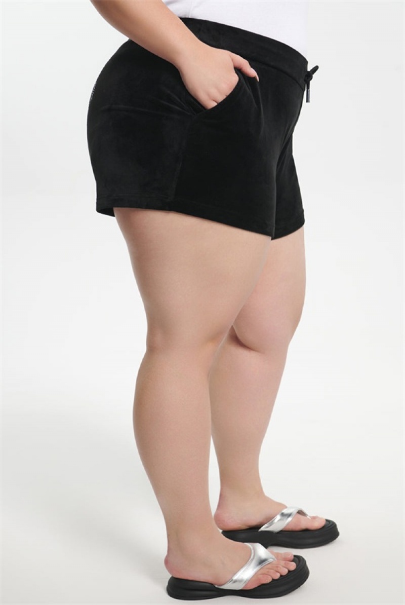 Juicy Couture Plus-size Big Bling Velour Shorts Crne | JC-SN651823