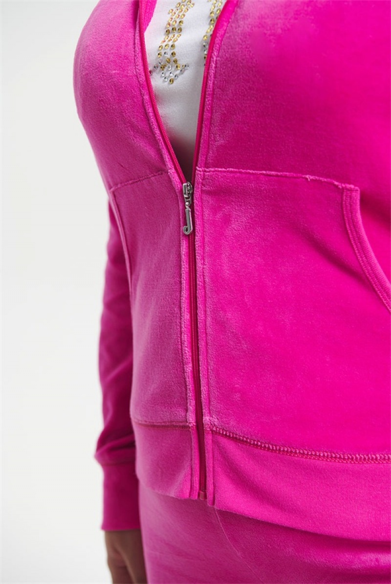 Juicy Couture Plus-size Classic Cotton Velour Hoodie Roze | JC-SN651524