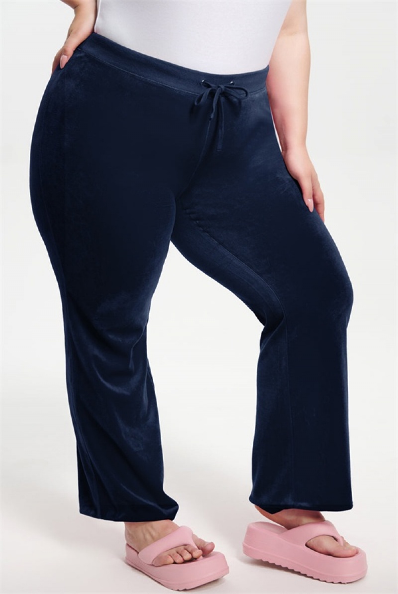 Juicy Couture Plus-size Classic Cotton Velour Track Pants Plave | JC-SN651599