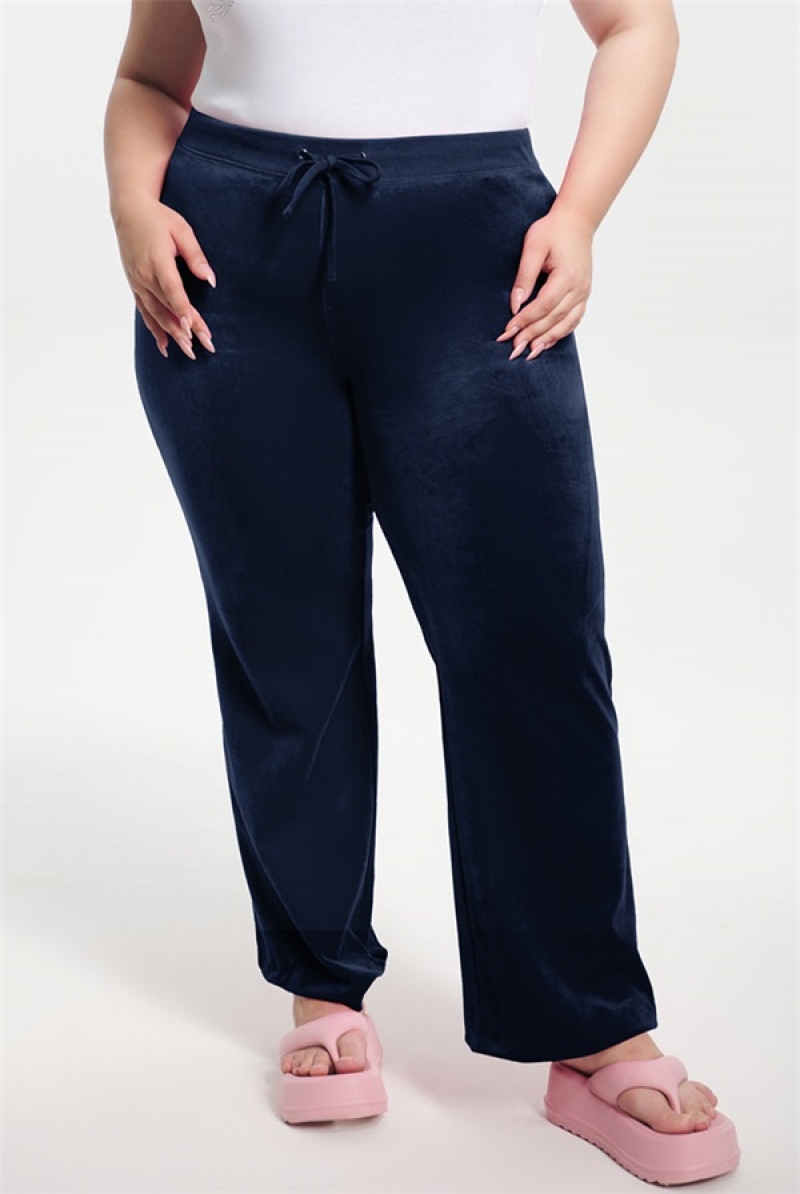 Juicy Couture Plus-size Classic Cotton Velour Track Pants Plave | JC-SN651599