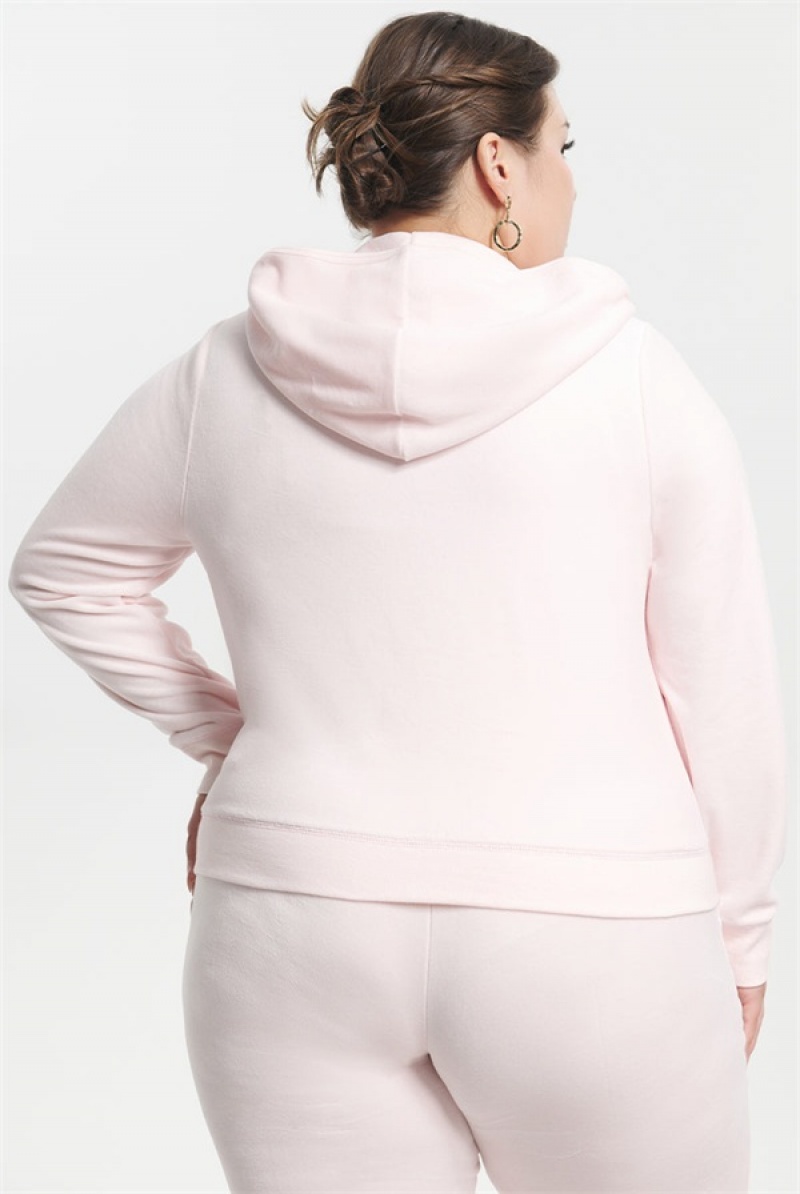 Juicy Couture Plus-size Classic Cotton Velour Hoodie Svijetlo Roze | JC-SN651523