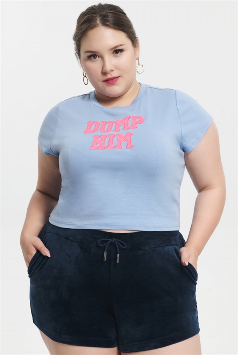 Juicy Couture Plus-size Dump Him Baby Tee Plave | JC-SN651639