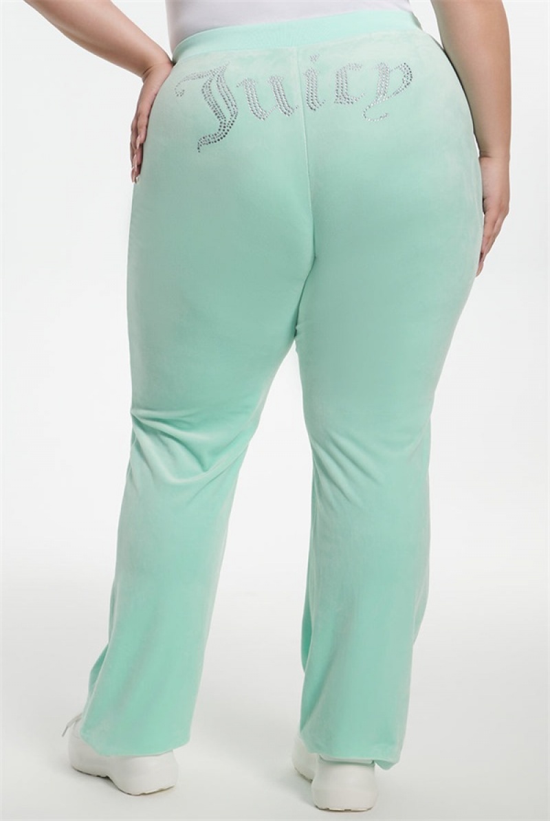 Juicy Couture Plus-size Og Big Bling Velour Track Pants Menta | JC-SN651600