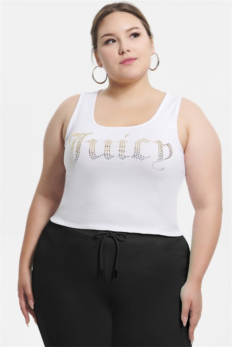 Juicy Couture Plus-size Ombre Bling Tank Top Bijele | JC-SN651621