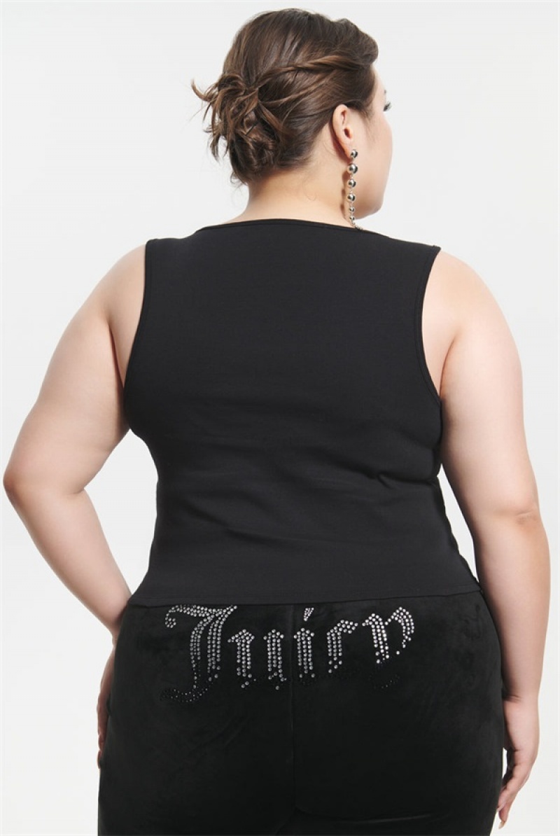 Juicy Couture Plus-size Ombre Bling Tank Top Crne | JC-SN651626