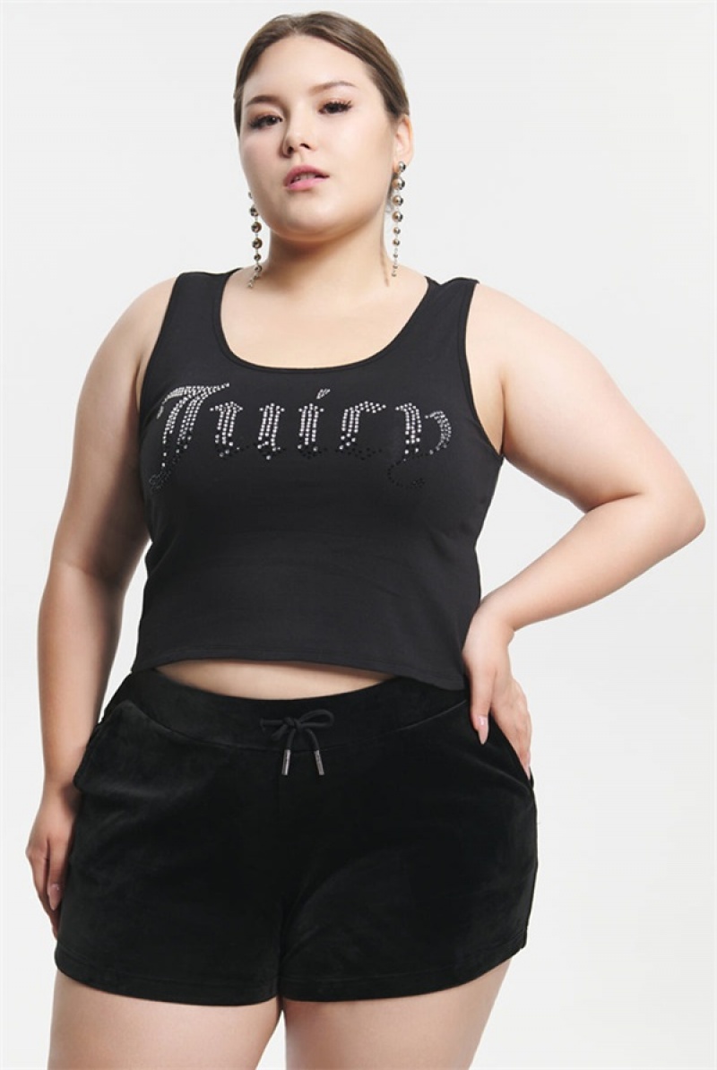 Juicy Couture Plus-size Ombre Bling Tank Top Crne | JC-SN651626