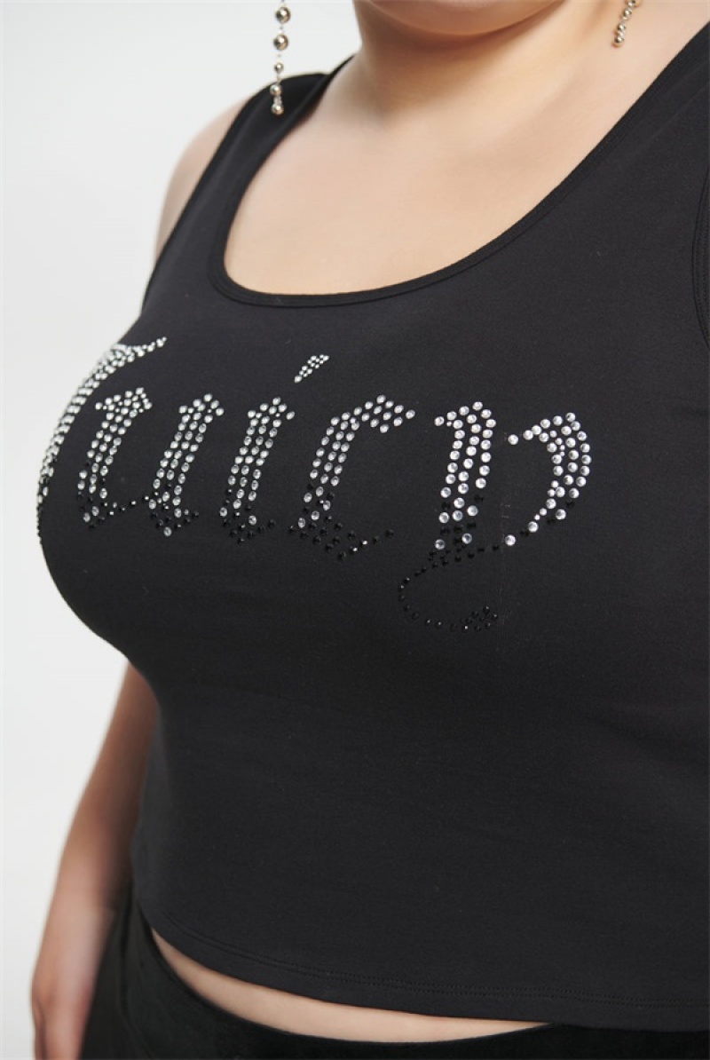 Juicy Couture Plus-size Ombre Bling Tank Top Crne | JC-SN651626