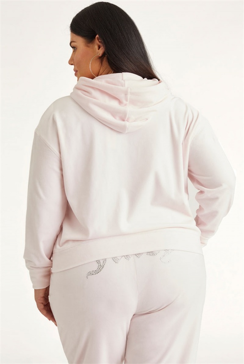 Juicy Couture Plus-size Oversized Bling Big Velour Hoodie Svijetlo Roze | JC-SN651543