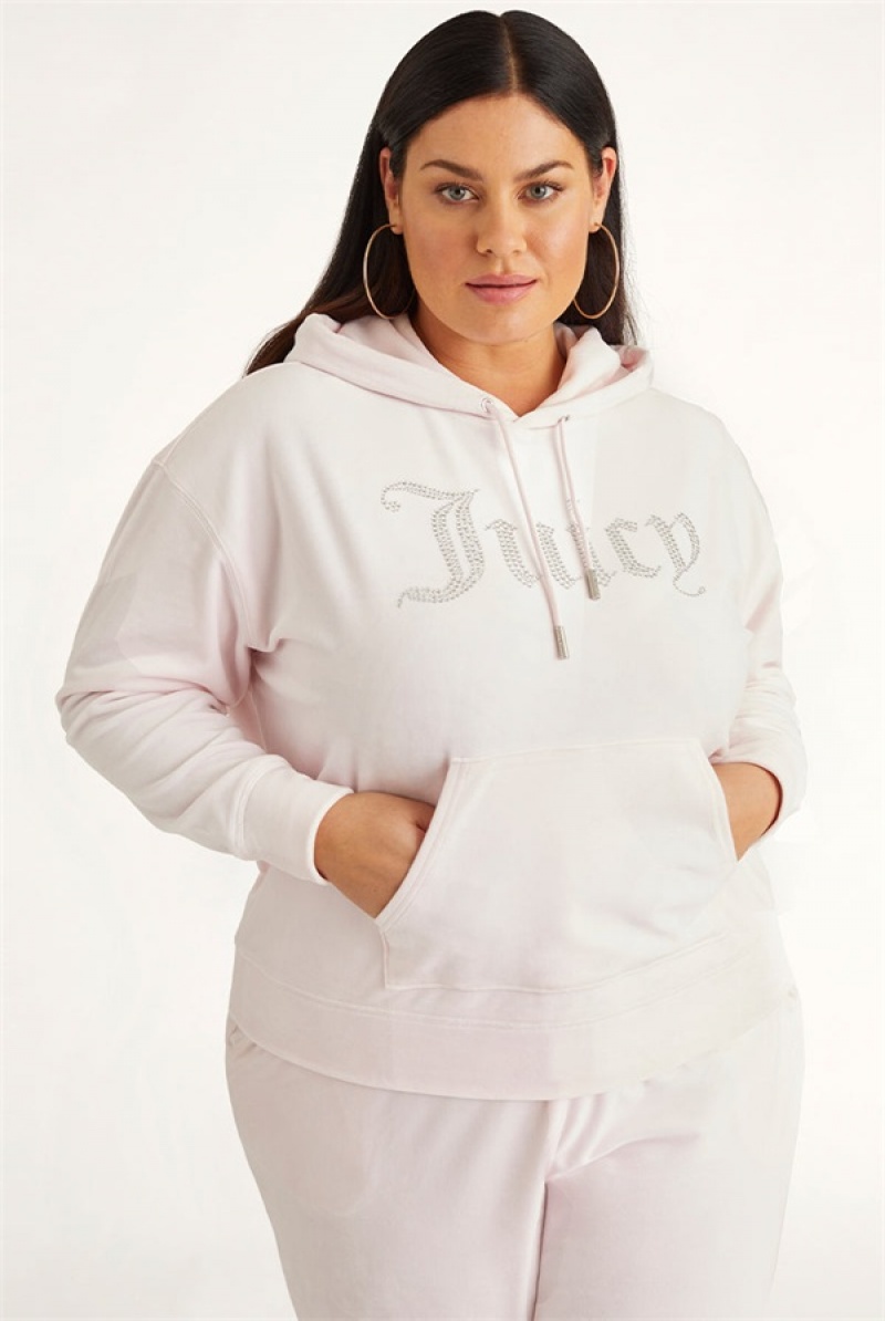 Juicy Couture Plus-size Oversized Bling Big Velour Hoodie Svijetlo Roze | JC-SN651543