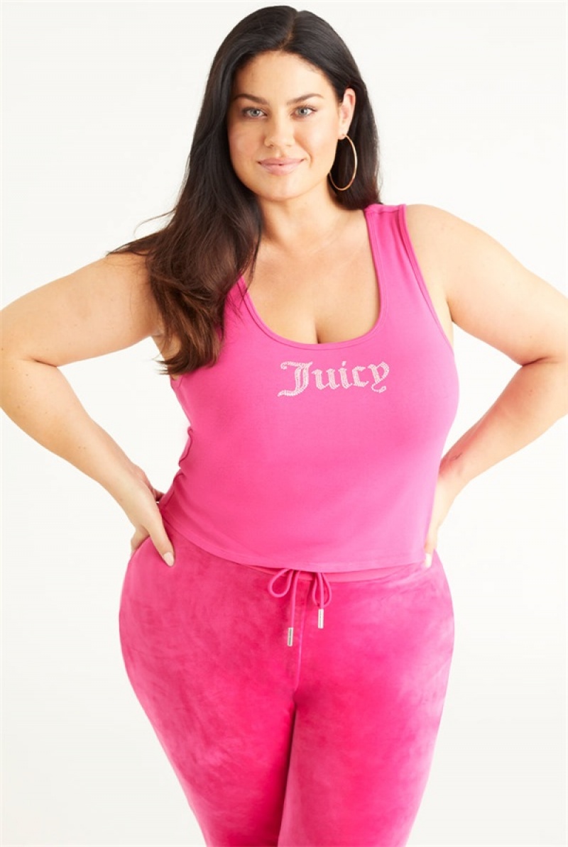 Juicy Couture Plus-size Small Bling Tank Top Roze | JC-SN651614