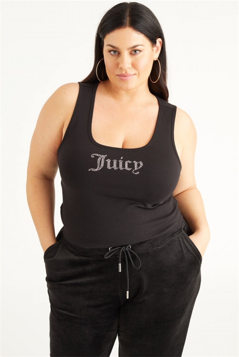 Juicy Couture Plus-size Small Bling Tank Top Crne | JC-SN651615