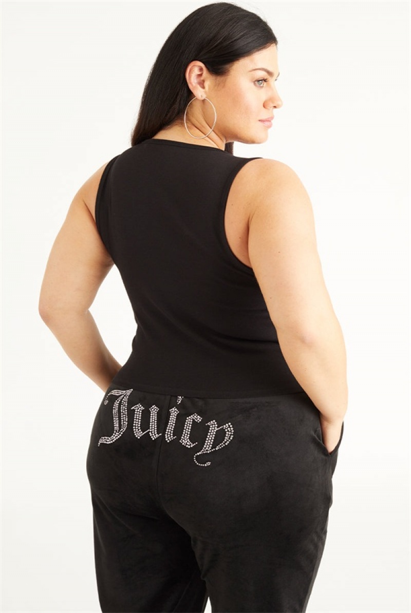 Juicy Couture Plus-size Small Bling Tank Top Crne | JC-SN651615