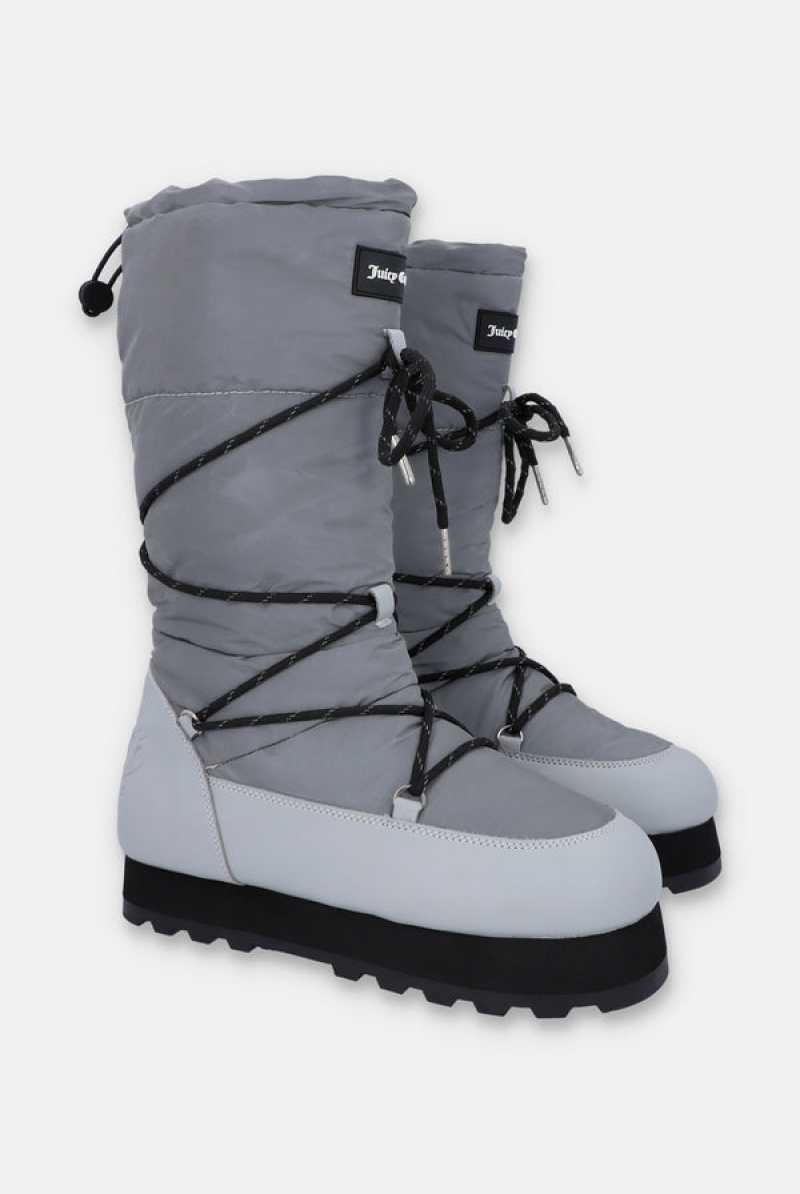 Juicy Couture Reflective Tall Snow Boot Sive | JC-SN652198