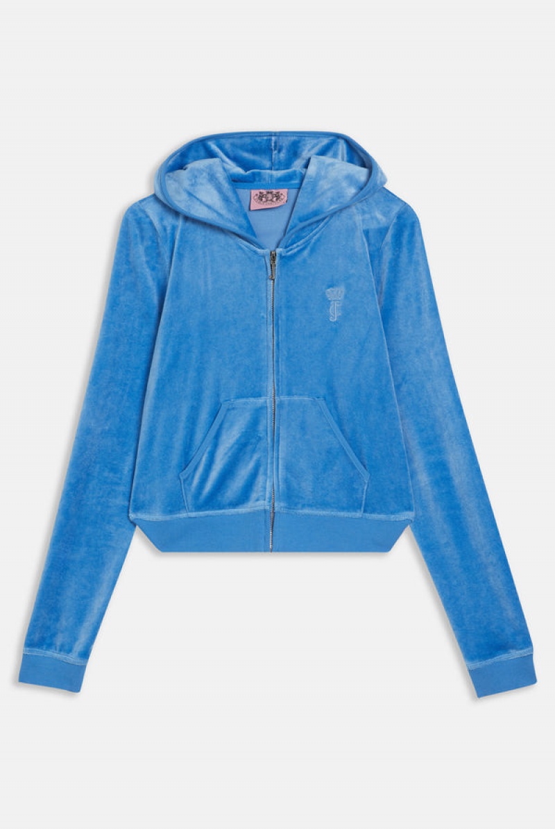 Juicy Couture Regatta Bamboo Velour Heritage Hoodie Plave | JC-SN652168