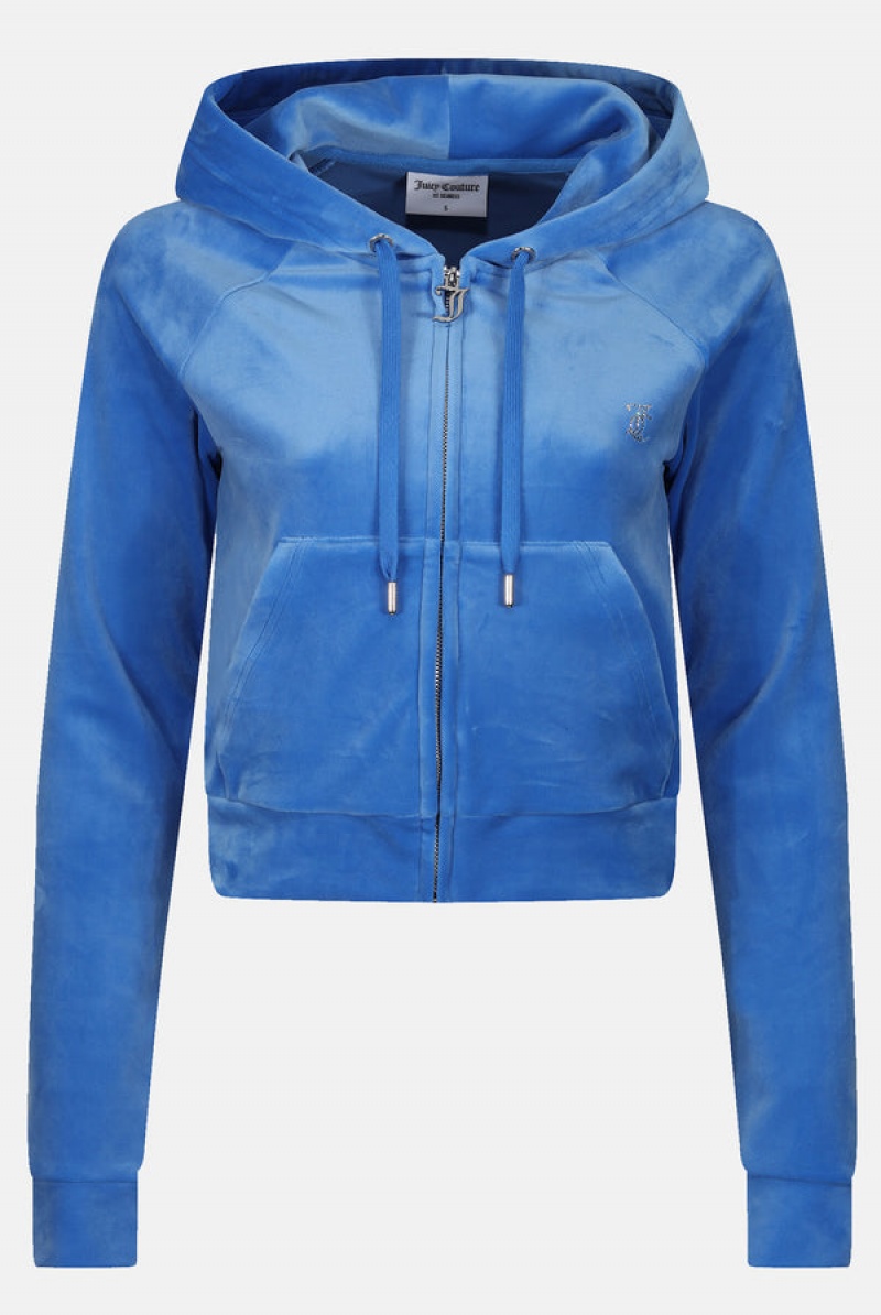 Juicy Couture Regatta Diamante Velour Hoodie Plave | JC-SN652125