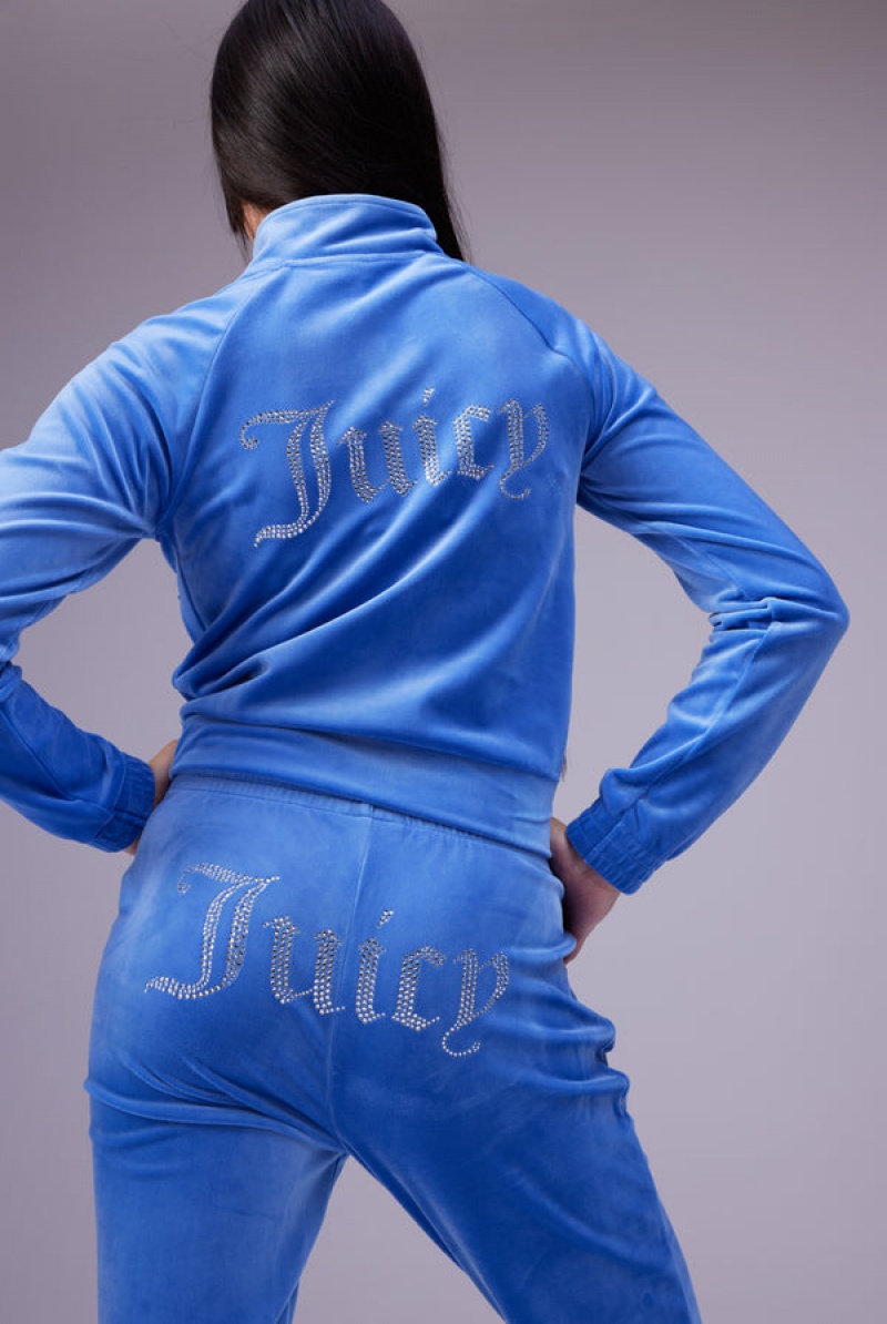 Juicy Couture Regatta Velour Diamante Tracktop Plave | JC-SN652058