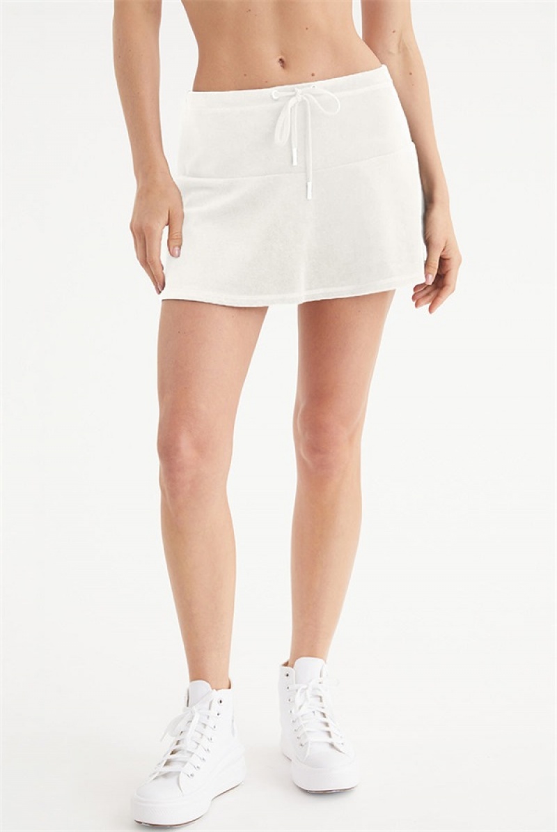 Juicy Couture Scottie Cotton Velour Mini Skirt Bijele | JC-SN651830