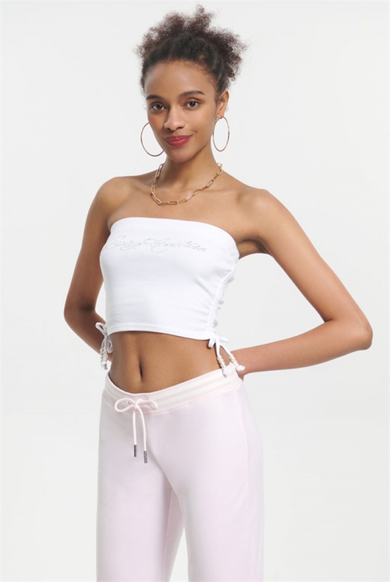 Juicy Couture Script Bling Tube Top Bijele | JC-SN651643