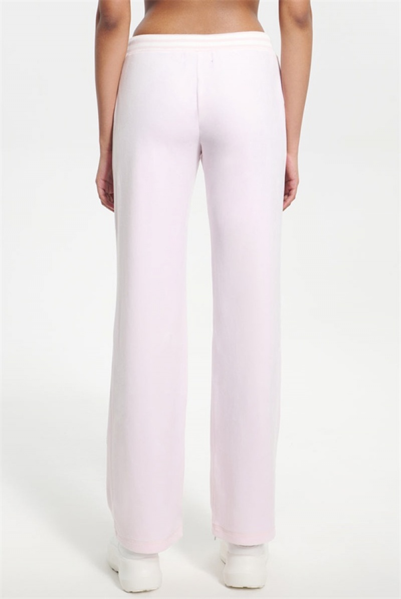 Juicy Couture Script Bling Velour Track Pants Svijetlo Roze | JC-SN651605