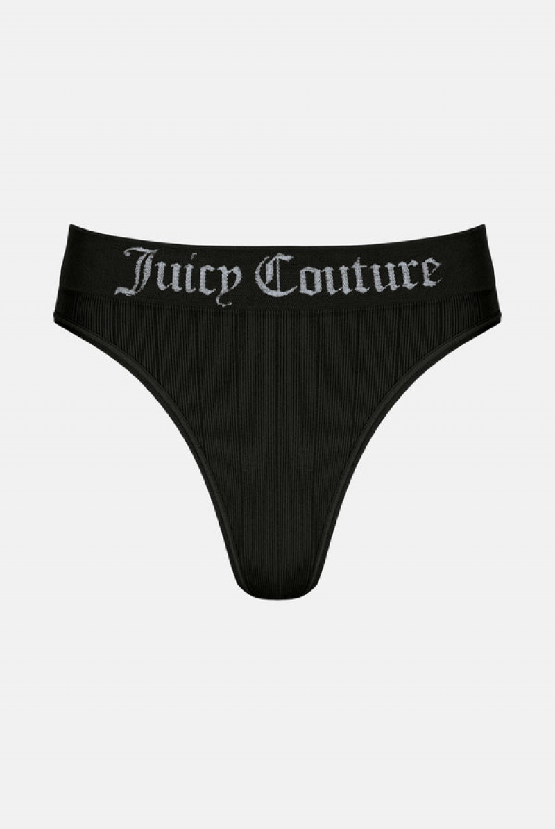 Juicy Couture Seamless Rib Triangle Bra & Brief Set Crne | JC-SN652231