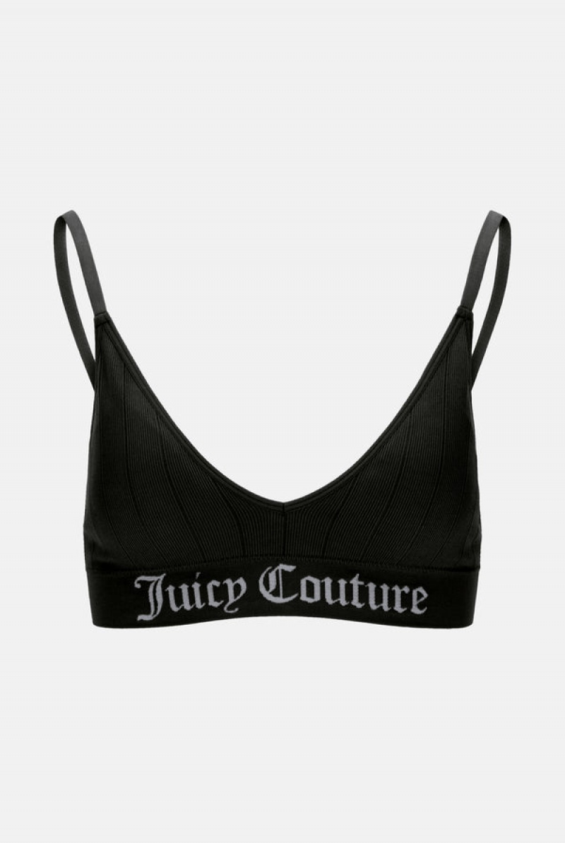 Juicy Couture Seamless Rib Triangle Bra & Brief Set Crne | JC-SN652231