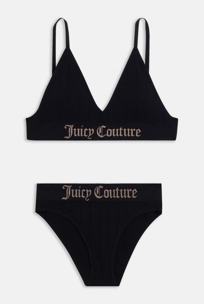 Juicy Couture Seamless Rib Triangle Set Crne | JC-SN652281