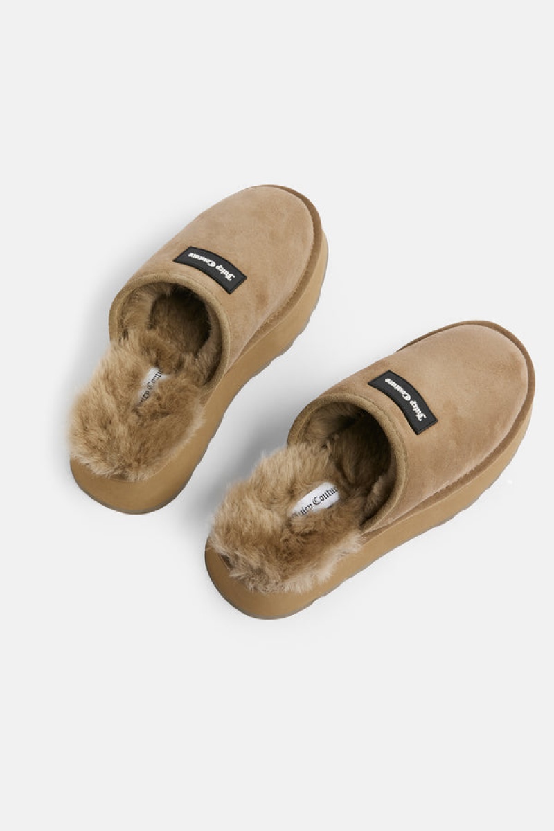 Juicy Couture Sheepskin Shearling Clog Smeđe | JC-SN652188