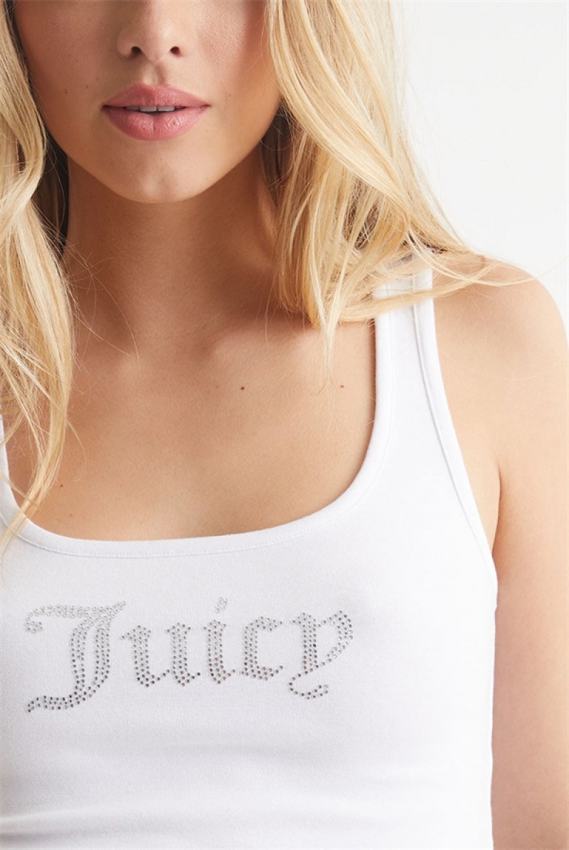 Juicy Couture Small Bling Tank Top Bijele | JC-SN651636