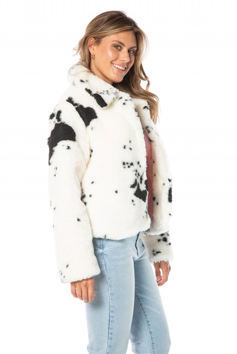 Juicy Couture Spotted Faux Sherpa Jacket Bijele | JC-SN651681