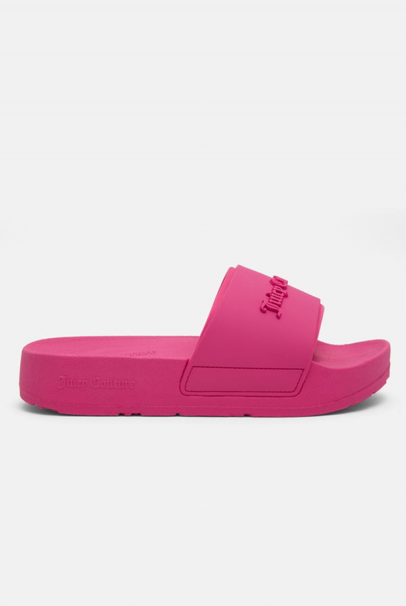 Juicy Couture Stacked Embossed Sliders Roze | JC-SN652203