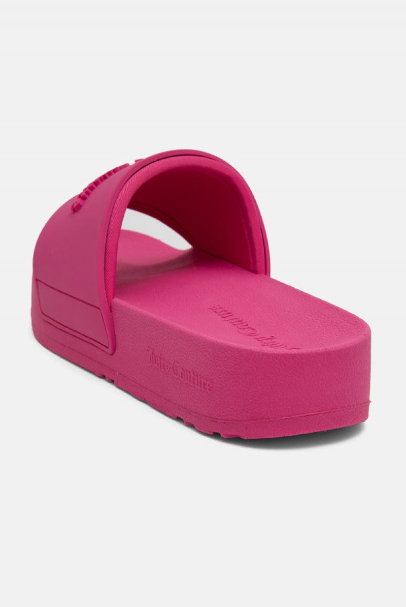 Juicy Couture Stacked Embossed Sliders Roze | JC-SN652203